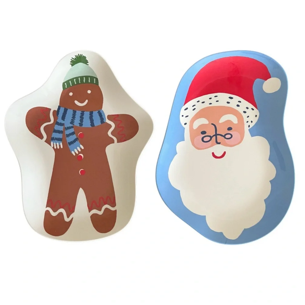 Target Wondershop Melamine Figural Plates Santa Gingerbread Man 11in Set Of 2
